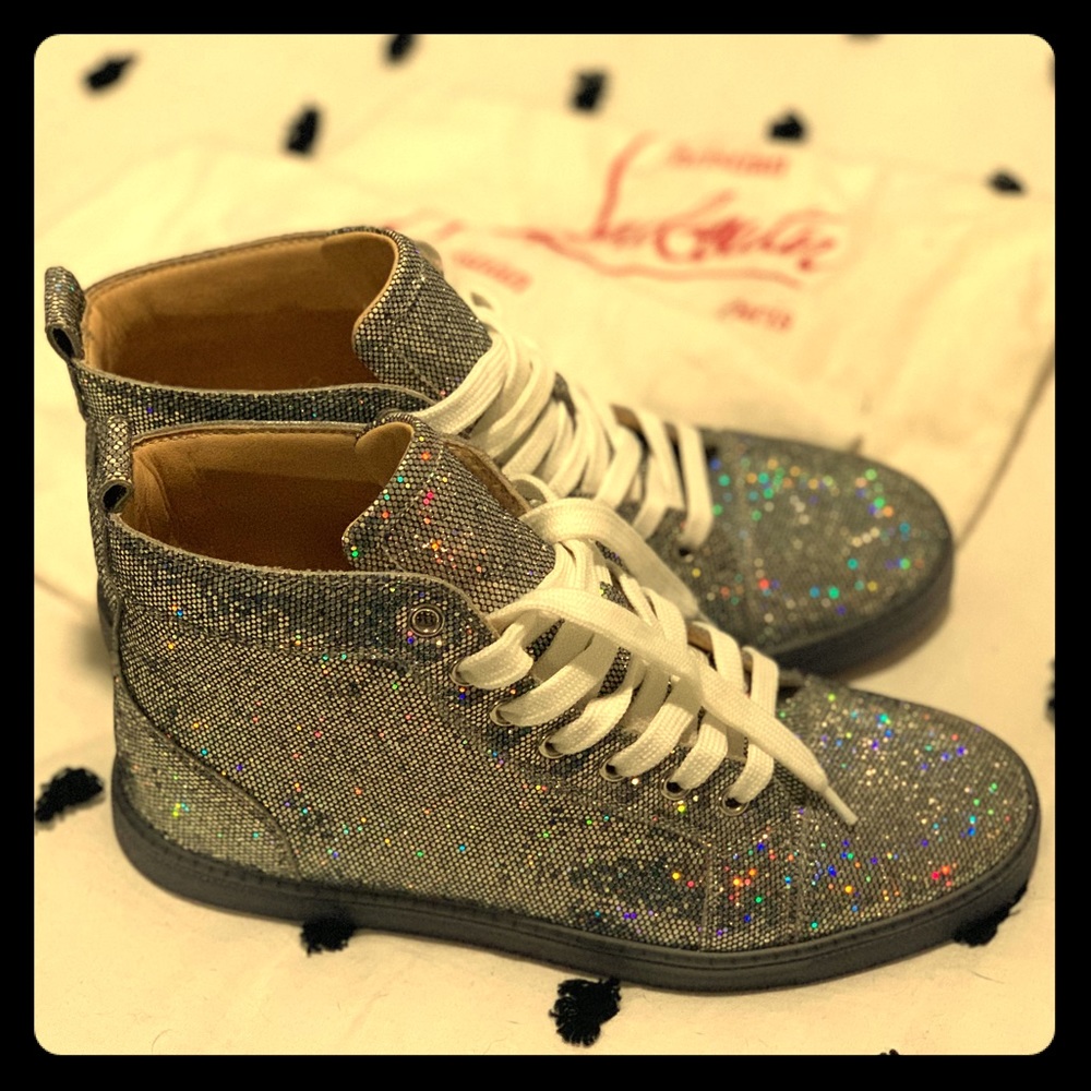Christian Louboutin Silver Glitter Sneakers
